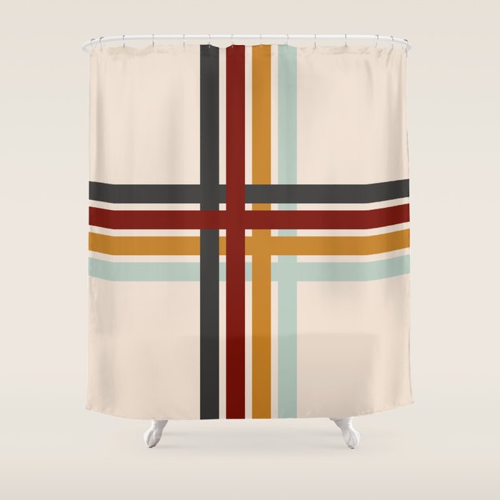 Colored Retro Cross Stripes Shower Curtain