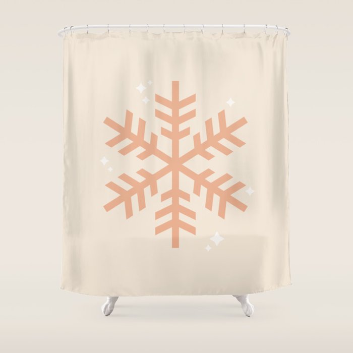 Snowflake Boho Christmas Decor Modern Earth Tones Shower Curtain