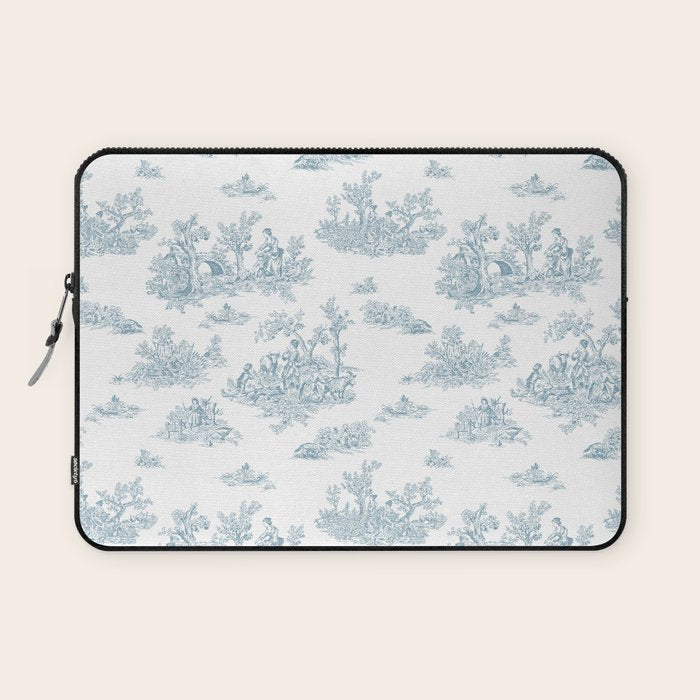 Toile De Jouy - Duck Egg Blue Laptop Sleeve