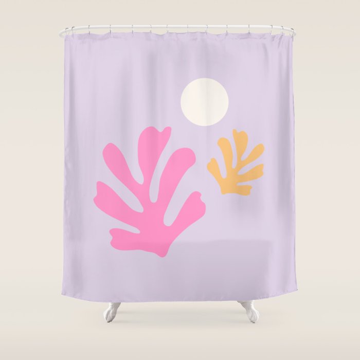 Lavender Abstract Leaves Modern Minimalistic Vintage Cut Outs Shower Curtain