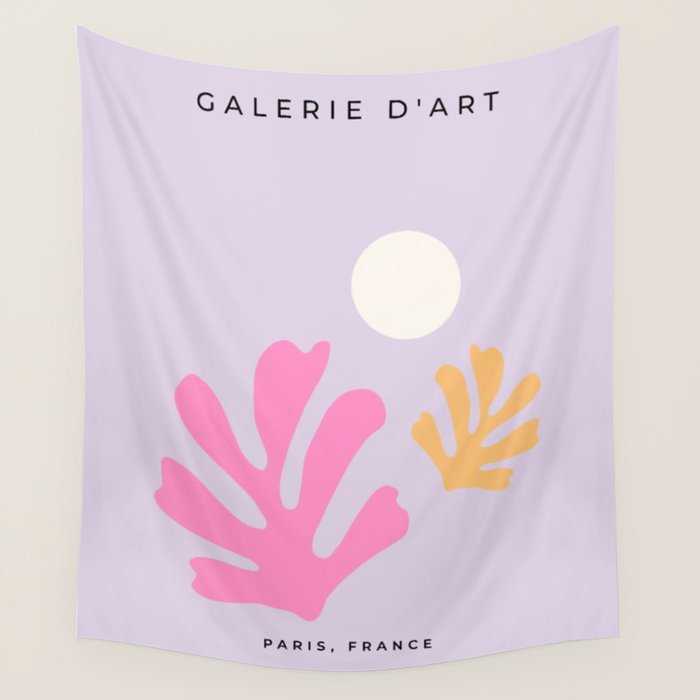 Lavender Abstract Leaves Modern Minimalistic Vintage Cut Outs Wall Tapestry
