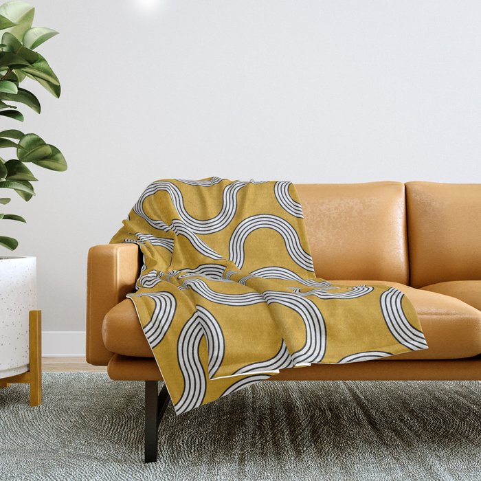 My Favorite Geometric Patterns No.31 - Mustard Yellow Throw Blanket