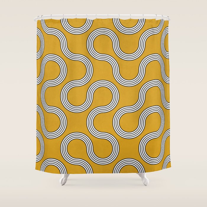 My Favorite Geometric Patterns No.31 - Mustard Yellow Shower Curtain