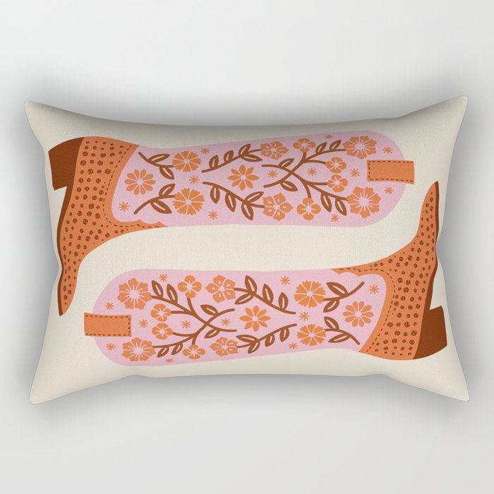 Cowgirl Boots - Pink And Orange Rectangular Pillow