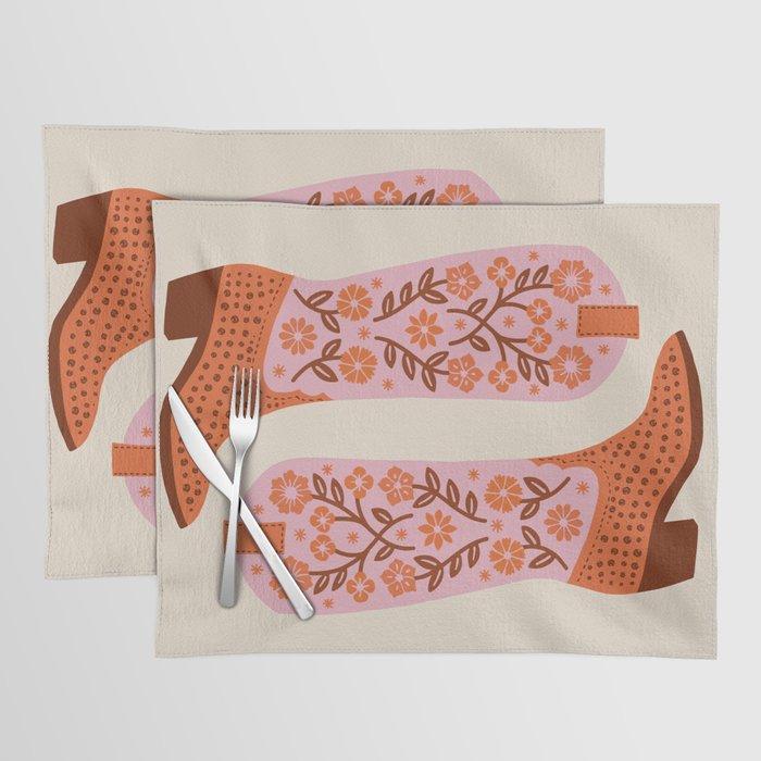 Cowgirl Boots - Pink And Orange Placemat