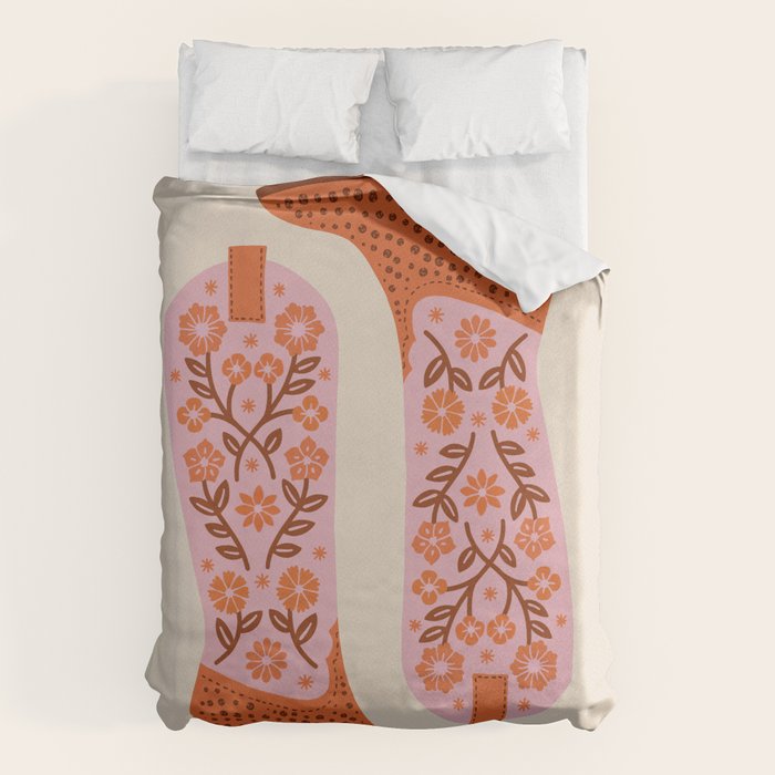 Cowgirl Boots - Pink And Orange Duvet Cover