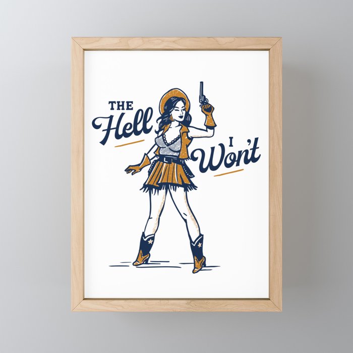 The Hell I Won'T: Retro Cowgirl V.2 Mini Art Print