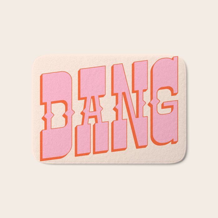 Dang - Western Style Saloon Font In Retro Mod Colors (Bright Pink And Orange) Bath Mat