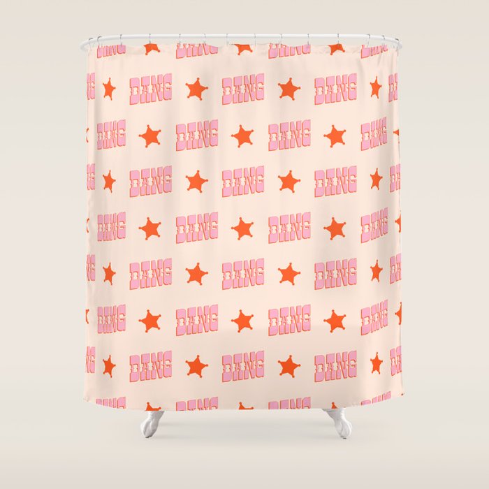 Dang - Western Style Saloon Font In Retro Mod Colors (Bright Pink And Orange) Shower Curtain
