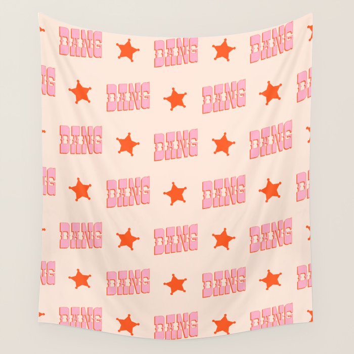 Dang - Western Style Saloon Font In Retro Mod Colors (Bright Pink And Orange) Wall Tapestry