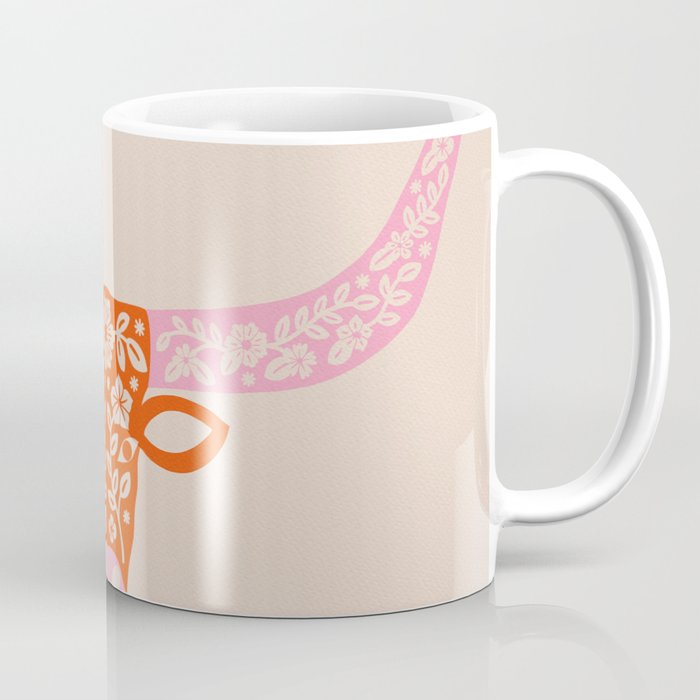 Floral Longhorn - Pink And Orange Coffee Mug