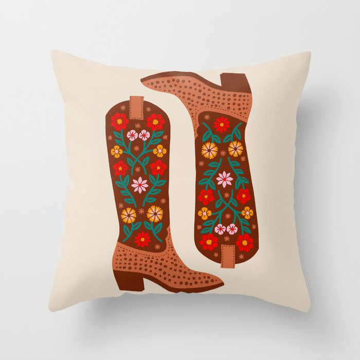 Cowgirl Boots - Bright Multicolor Throw Pillow