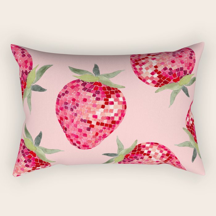 Disco Ball Strawberry Rectangular Pillow