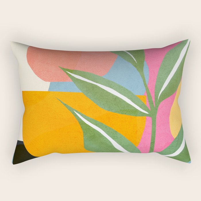 Minimal Modern Abstract Leaves 14 Rectangular Pillow