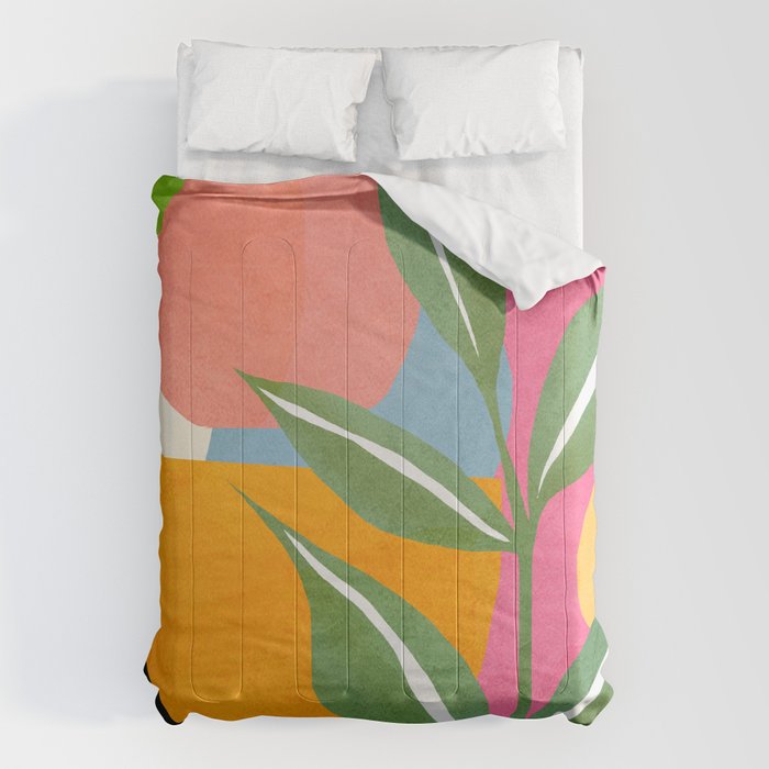 Minimal Modern Abstract Leaves 14 Comforter
