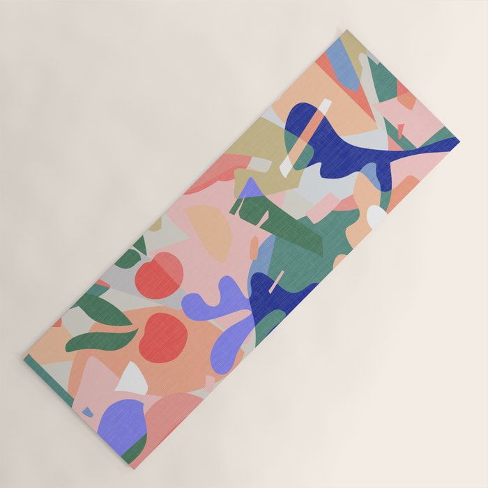 Abstract Fruits And Leaves / Modern Summer Yoga Mat