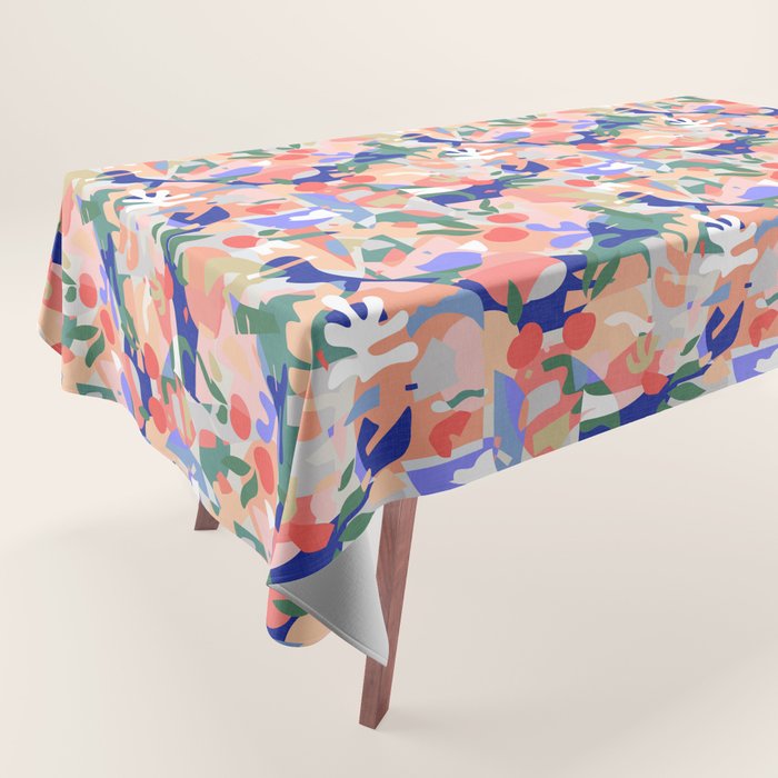 Abstract Fruits And Leaves / Modern Summer Tablecloth
