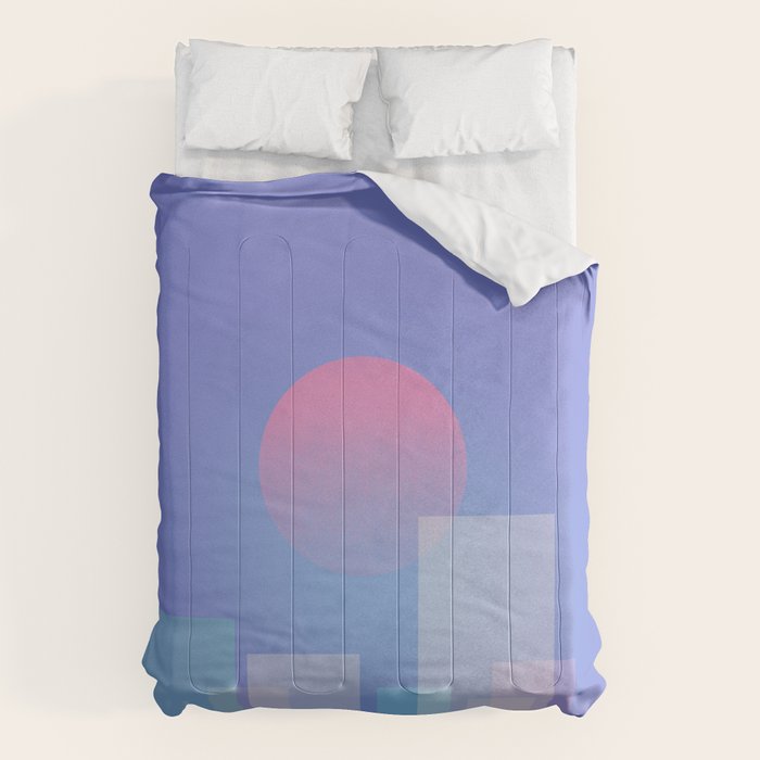 Abstract Geometric Pixel City 6 Comforter