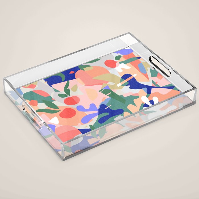 Abstract Fruits And Leaves / Modern Summer Acrylic Tray