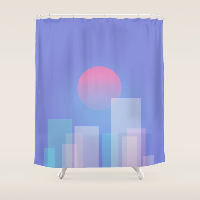 Abstract Geometric Pixel City 6 Shower Curtain