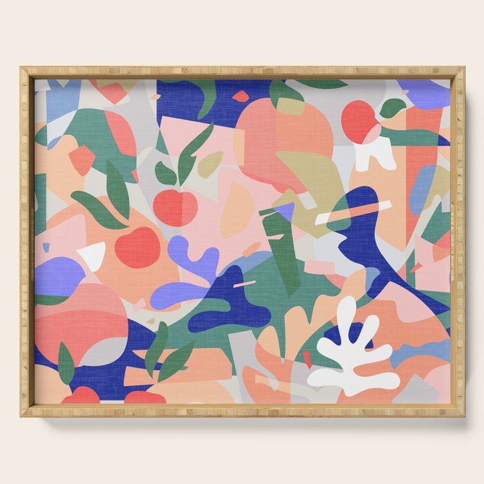 Abstract Fruits And Leaves / Modern Summer Serving Tray