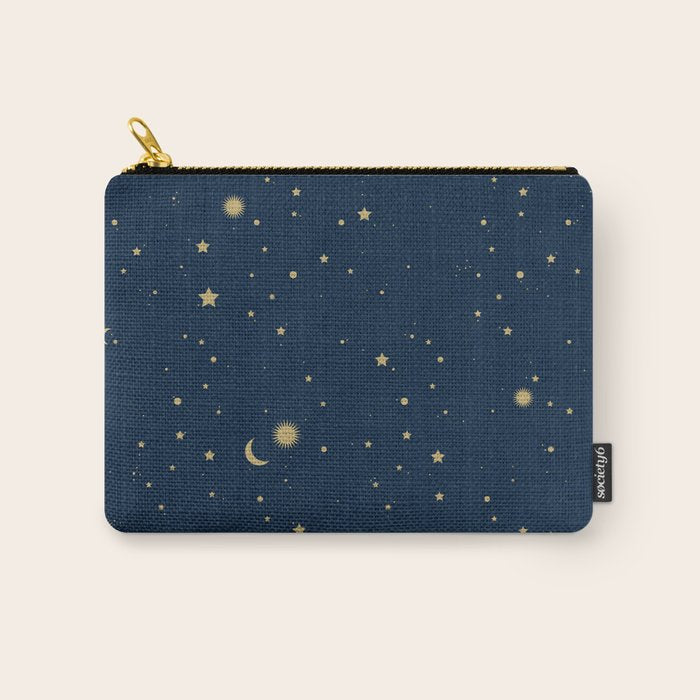 Magical Night / Galaxy In Blue And Golden Yellow Shades Carry All Pouch