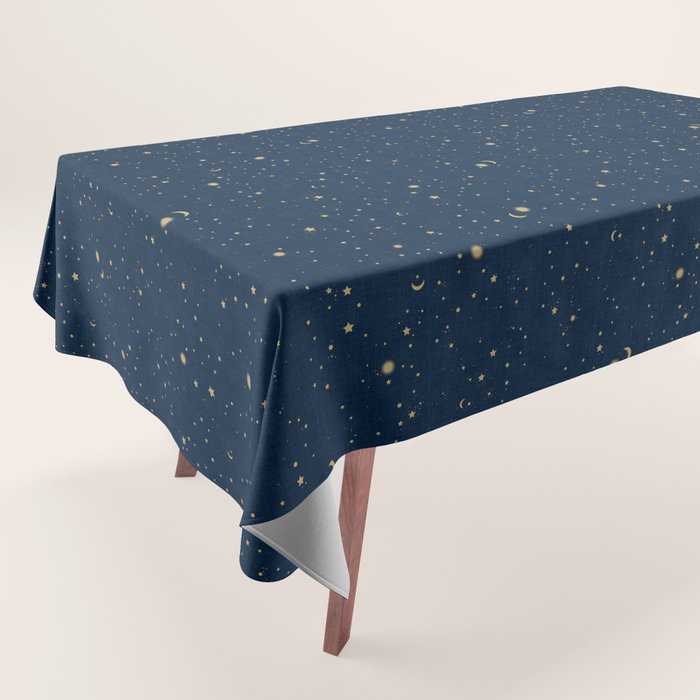 Magical Night / Galaxy In Blue And Golden Yellow Shades Tablecloth