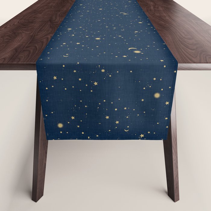 Magical Night / Galaxy In Blue And Golden Yellow Shades Table Runner