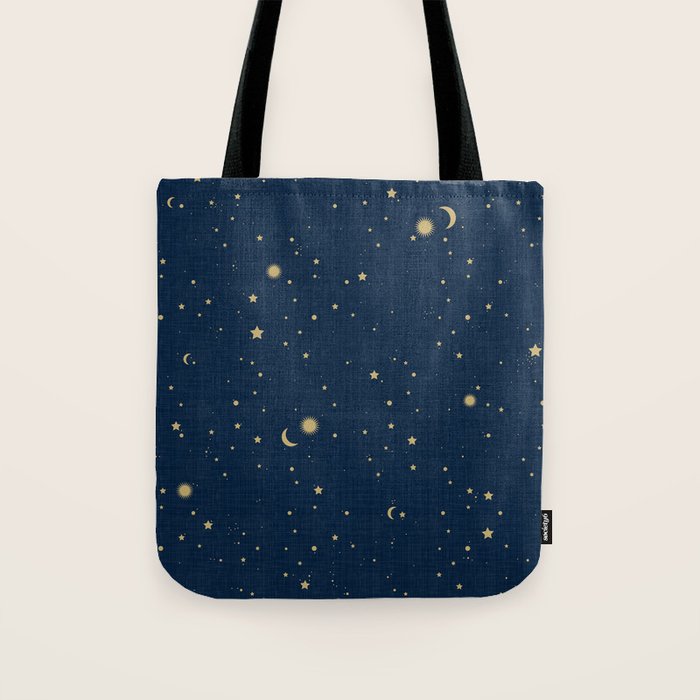 Magical Night / Galaxy In Blue And Golden Yellow Shades Tote Bag