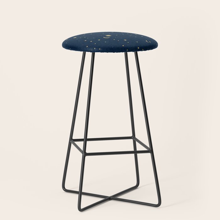 Magical Night / Galaxy In Blue And Golden Yellow Shades Stool