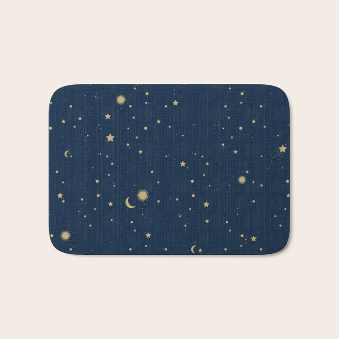 Magical Night / Galaxy In Blue And Golden Yellow Shades Bath Mat