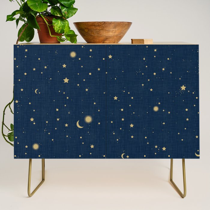 Magical Night / Galaxy In Blue And Golden Yellow Shades Credenza