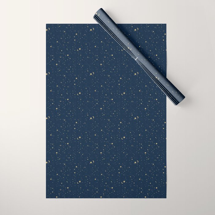 Magical Night / Galaxy In Blue And Golden Yellow Shades Wrapping Paper
