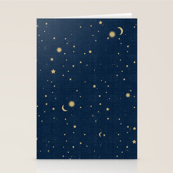 Magical Night / Galaxy In Blue And Golden Yellow Shades Stationery Card