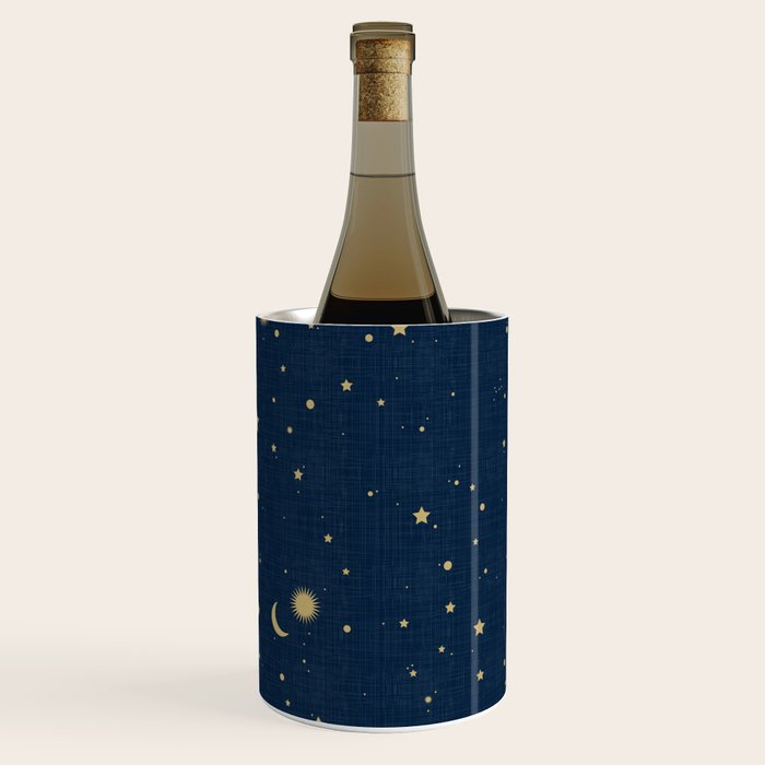 Magical Night / Galaxy In Blue And Golden Yellow Shades Wine Chiller