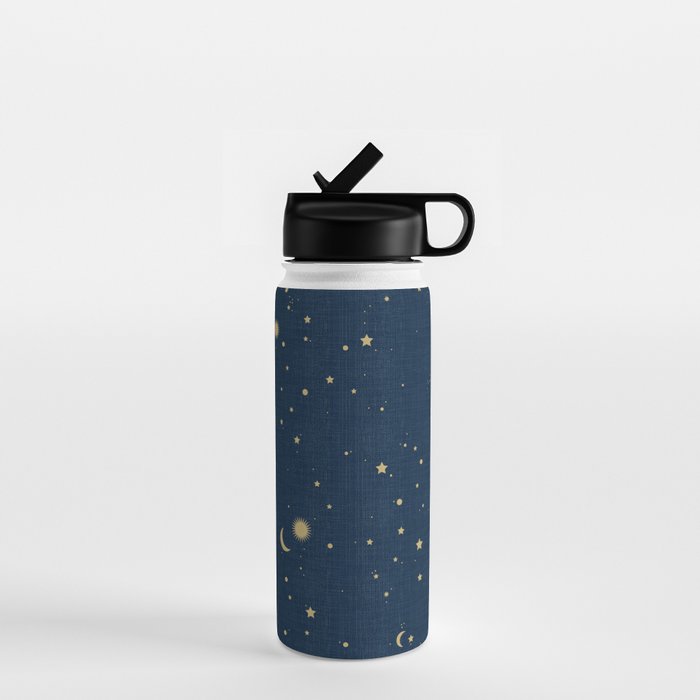 Magical Night / Galaxy In Blue And Golden Yellow Shades Water Bottle