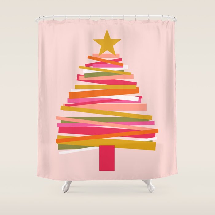 Ribbon Christmas Tree - Candy Shower Curtain