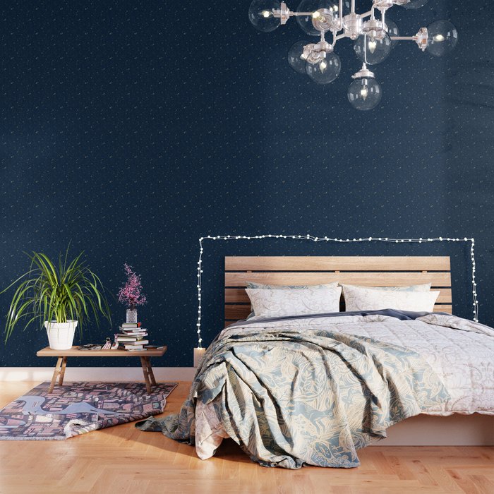 Magical Night / Galaxy In Blue And Golden Yellow Shades Wallpaper