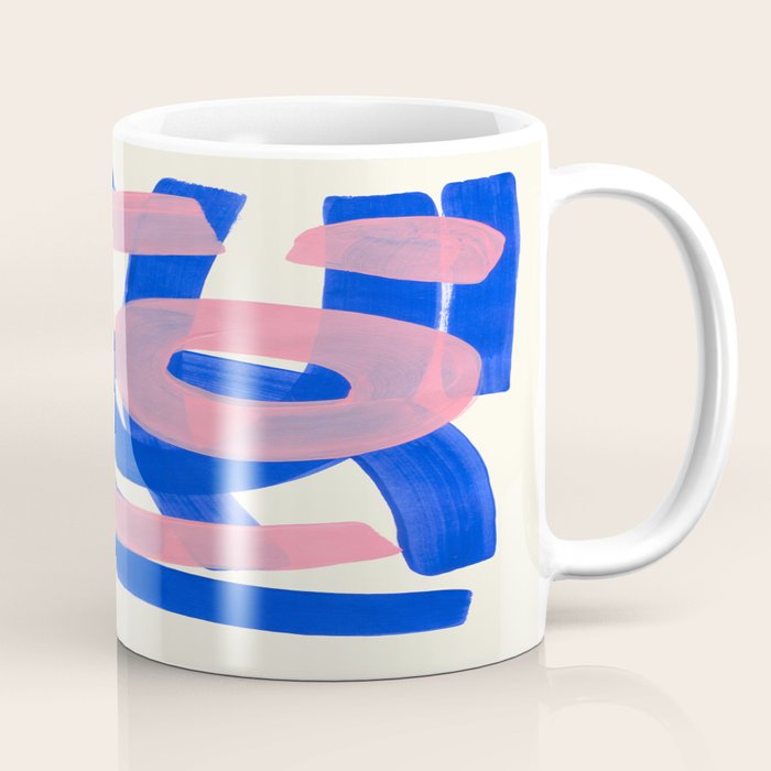Tribal Pink Blue Fun Colorful Mid Century Modern Abstract Painting Shapes Pattern Coffee Mug
