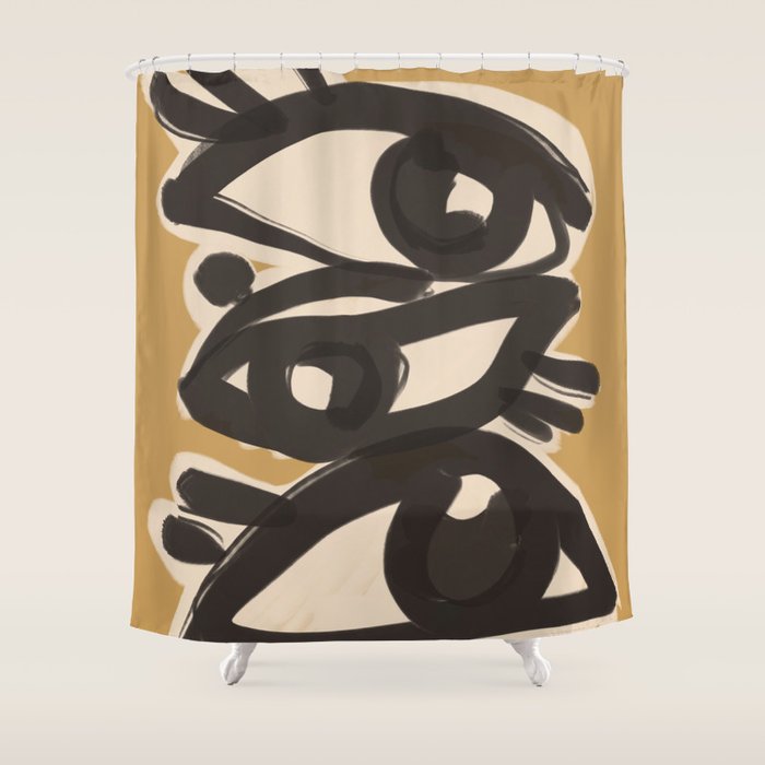 Abstract Line Art Eyes 10 Shower Curtain