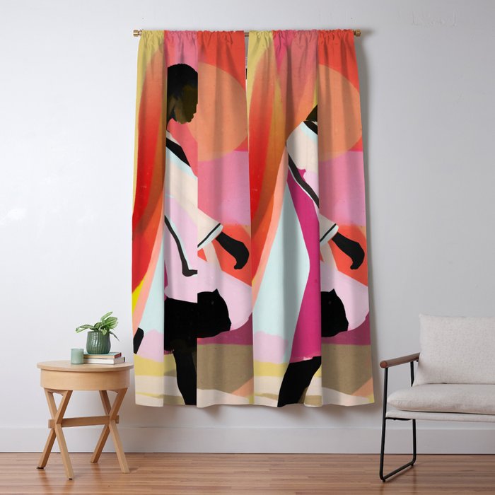 Abstract Art Sunset Girl 3 Window Curtain