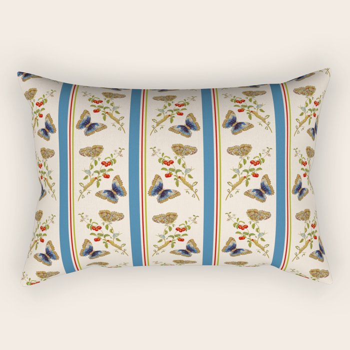 Antique Napoleonic Toile With Stripes And Butterflies Rectangular Pillow