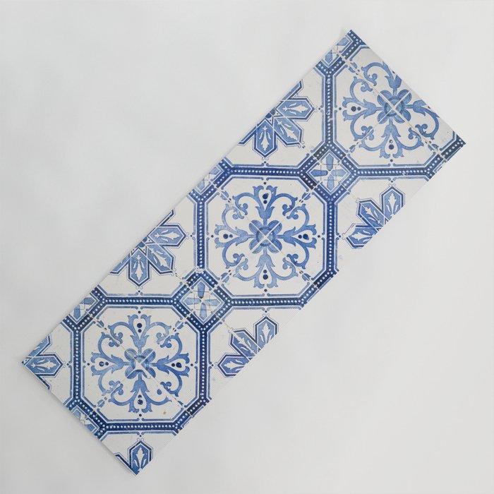 Blue Portugese Tile Pattern | Colorful Travel Photography In Portugal | Azulejos House Design Art Print Yoga Mat