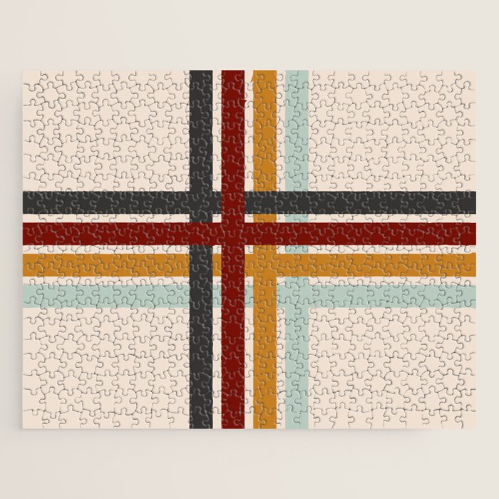 Colored Retro Cross Stripes Jigsaw Puzzle