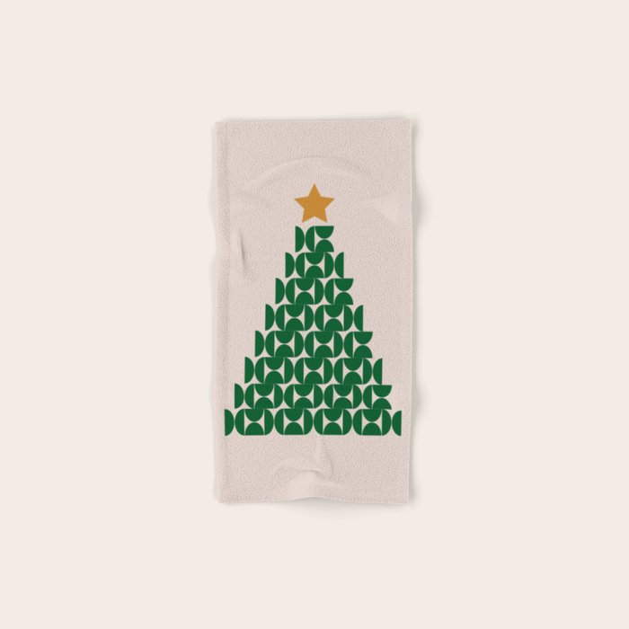 Winter Market | 05 - Festive Christmas Tree Green And Neutral Modern Holiday Bath Towel