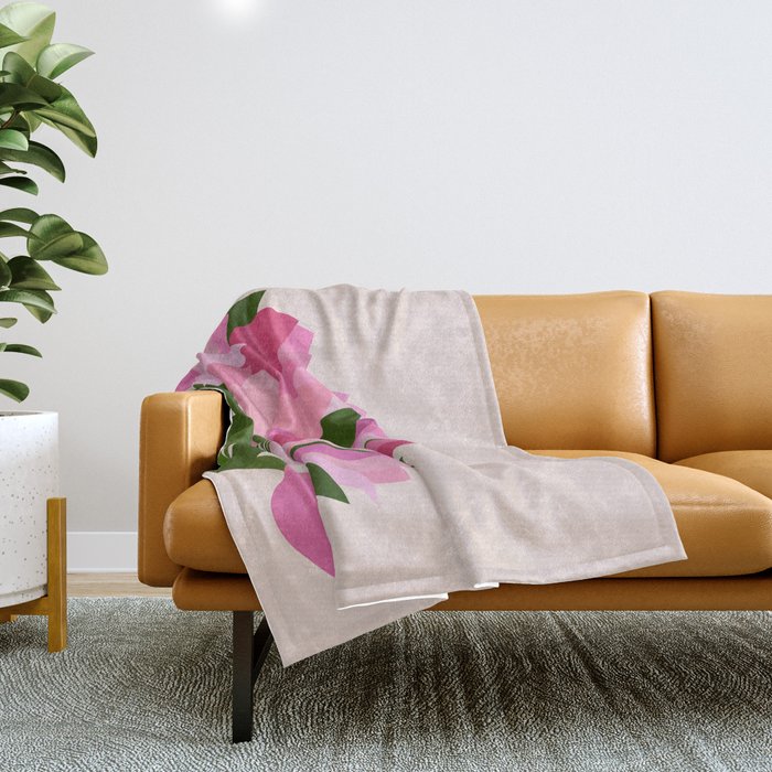 Fresh Tulips - Abstract Floral Pink Preppy Flowers Throw Blanket