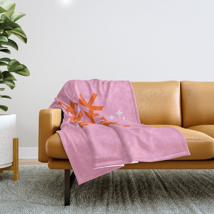 Christmas Print Snowflake Pink And Orange Holiday Decorations Festive Modern Decor Throw Blanket