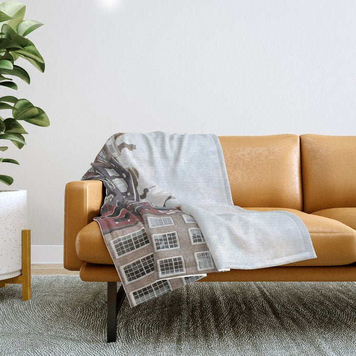 Typical Houses Of Amsterdam Picture | Dutch Urban City Architecture Art Print | Europe Travel Photography Throw Blanket