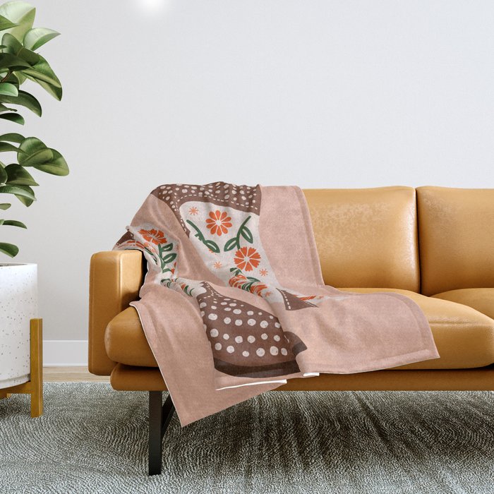 Cowgirl Boots - Orange And Green Throw Blanket