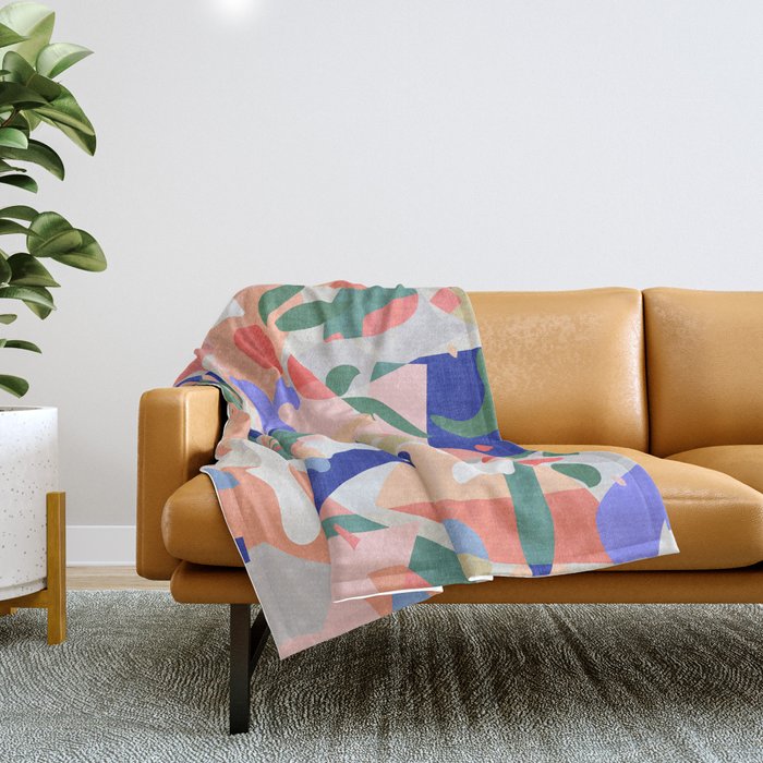 Abstract Fruits And Leaves / Modern Summer Throw Blanket